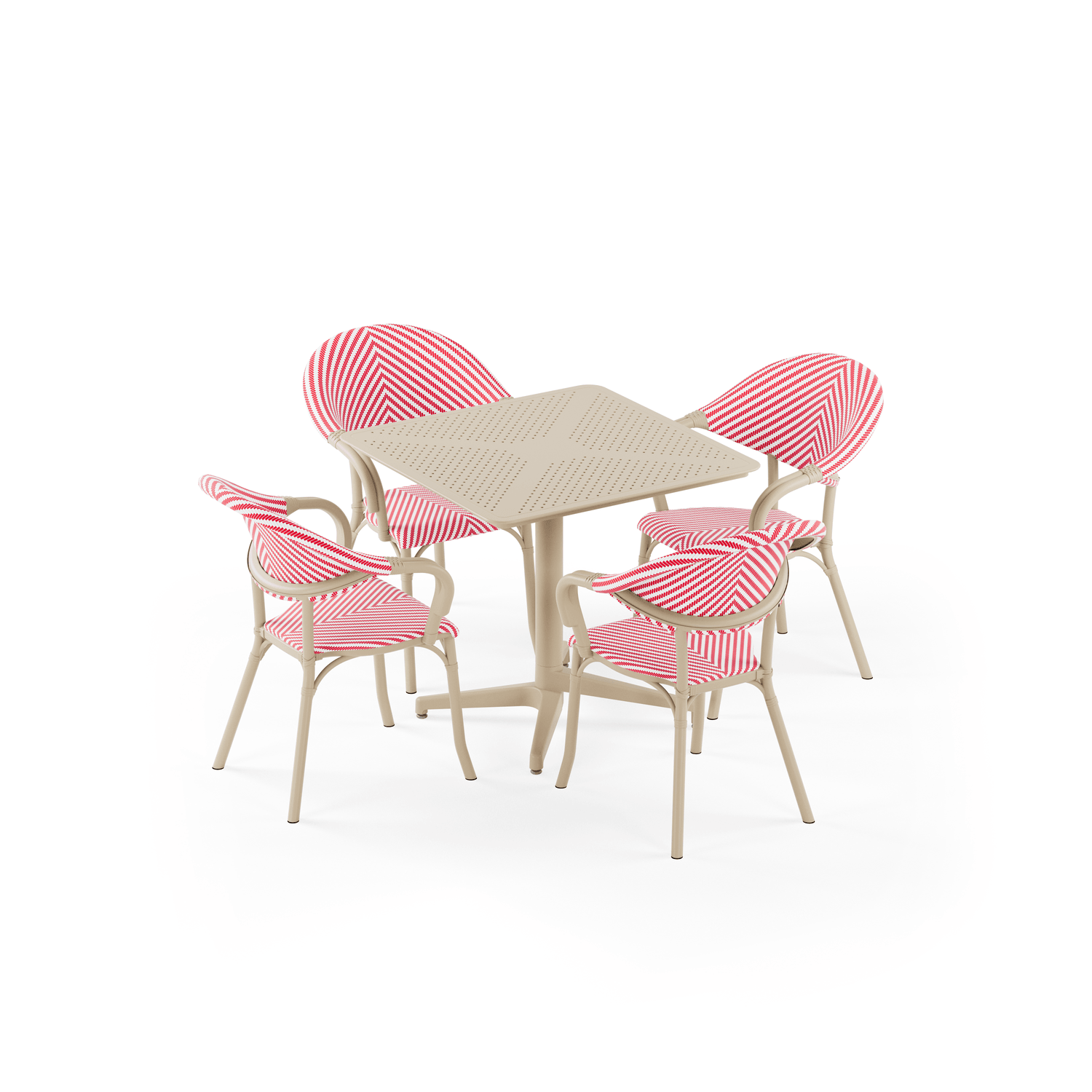 Bej 4 Kişilik Katlanır Bahçe Masa Sandalye Seti 80x80.cm