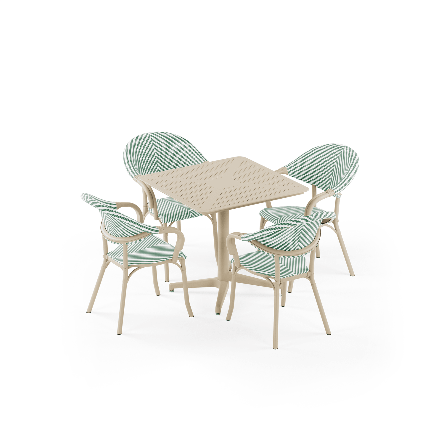 Bej Katlanır Bahçe Masa Sandalye Seti 4 Kişilik 80x80 cm