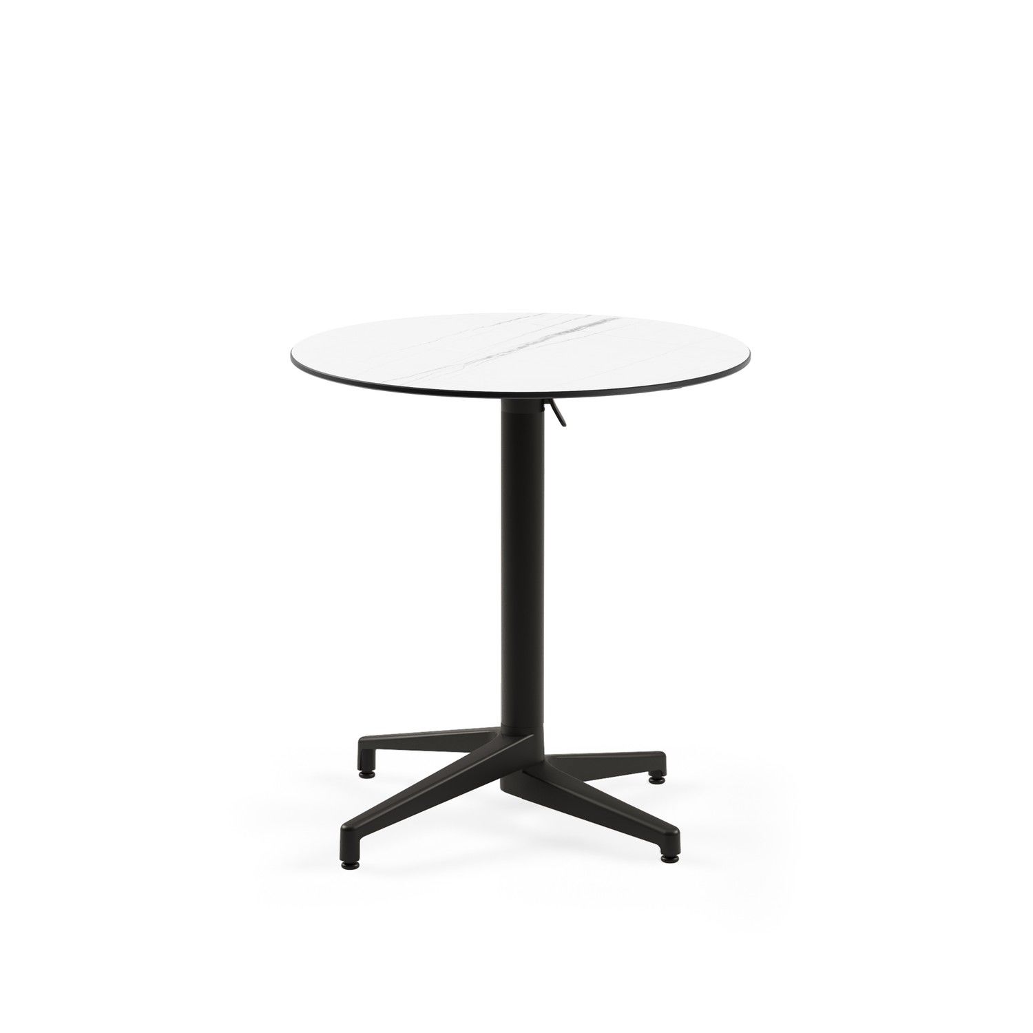 Paslanmaz Compact Katlanır Masa – 70 cm Yuvarlak Beyaz Mermer Desenli | Bahçe, Balkon, Kafe, Restoran, Otel, Teras ve Dış Mekan Masası