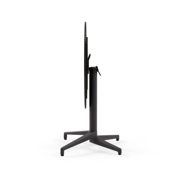 Compact Katlanır Paslanmaz Masa - 70 cm Çap, Siyah Ayaklı, Terrazzo Mermer Desenli, Dış Mekan Bahçe, Havuz Kenarı, Balkon, Teras, Mutfak ve Restoran İçin Dayanıklı ve Şık Masa