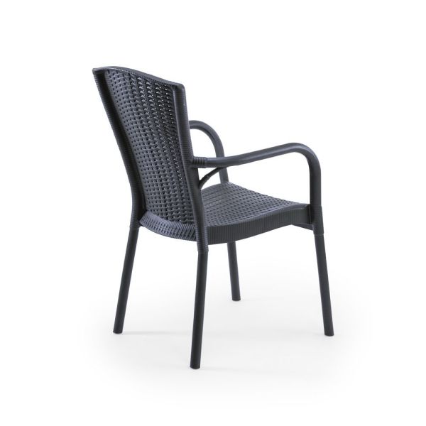 Enjeksiyon Rattan Plastik Ergonomik Antrasit Gri Bahçe Sandalyesi