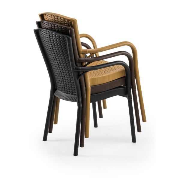 Enjeksiyon Rattan Plastik Rahat Ergonomik Beyaz Bahçe Sandalyesi