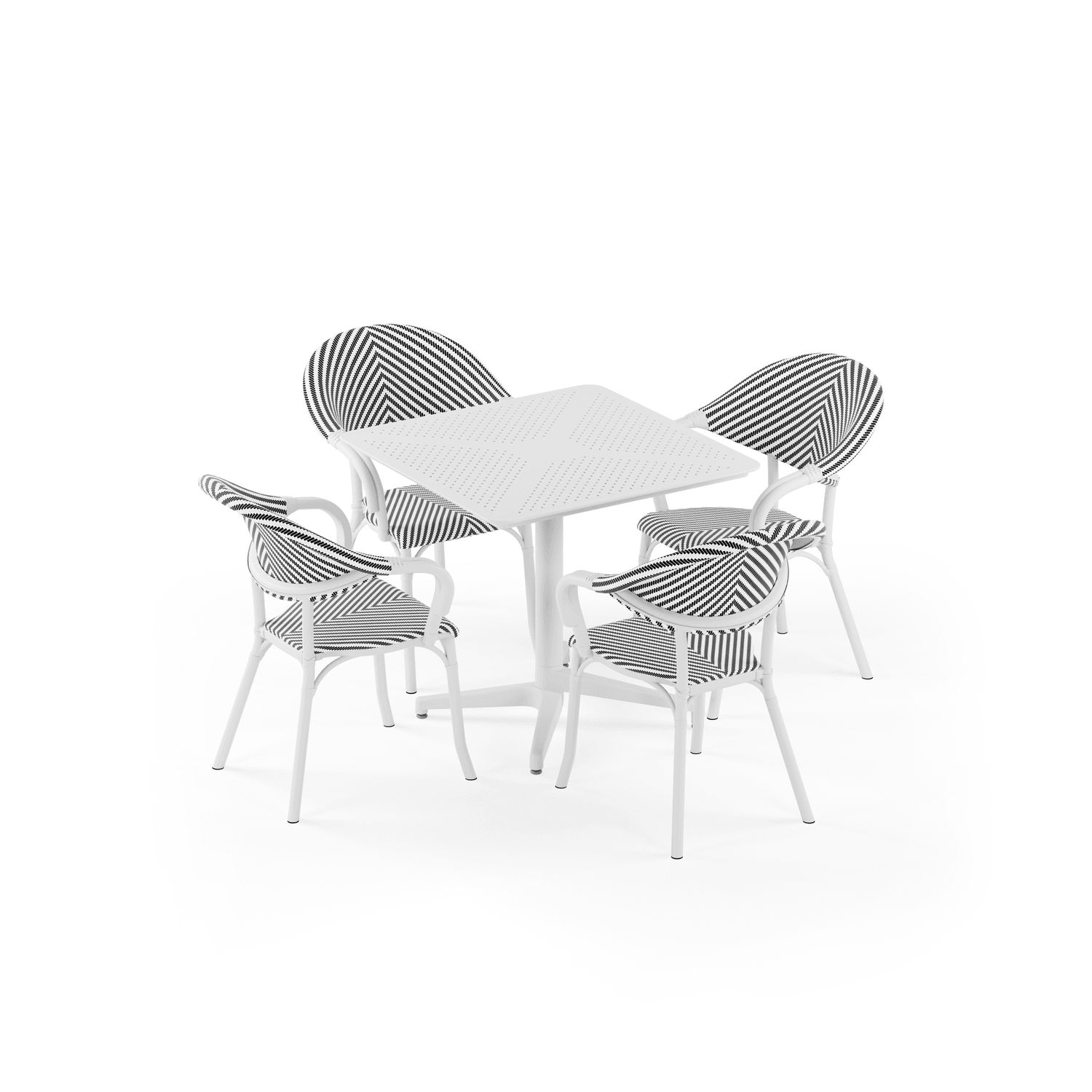 Beyaz Siyah Katlanır Bahçe Masa Sandalye Takımı 4 Kişilik