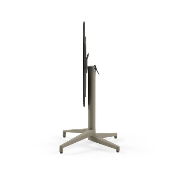 Compact Novecento Paslanmaz Katlanır Otel Bahçe Masası - 70 cm Yuvarlak Ahşap Laminat Üst Tabla - Vizon Renk Ayaklı - Dayanıklı ve Şık