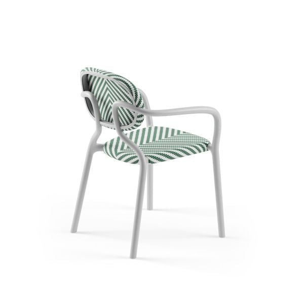 Soğuk Gri Yeşil Beyaz Fileli Kollu Plastik Bahçe Sandalyesi