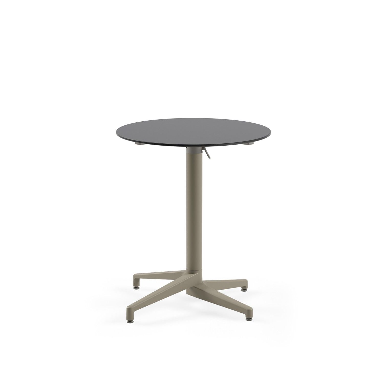 Compact Katlanır Paslanmaz Bahçe Kafe Masası - 70 cm Yuvarlak Antrasit Gri Laminat Üst, Dayanıklı ve Şık Tasarım