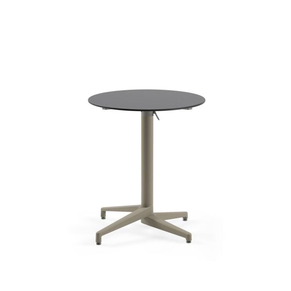 Compact Katlanır Paslanmaz Bahçe Kafe Masası - 70 cm Yuvarlak Antrasit Gri Laminat Üst, Dayanıklı ve Şık Tasarım