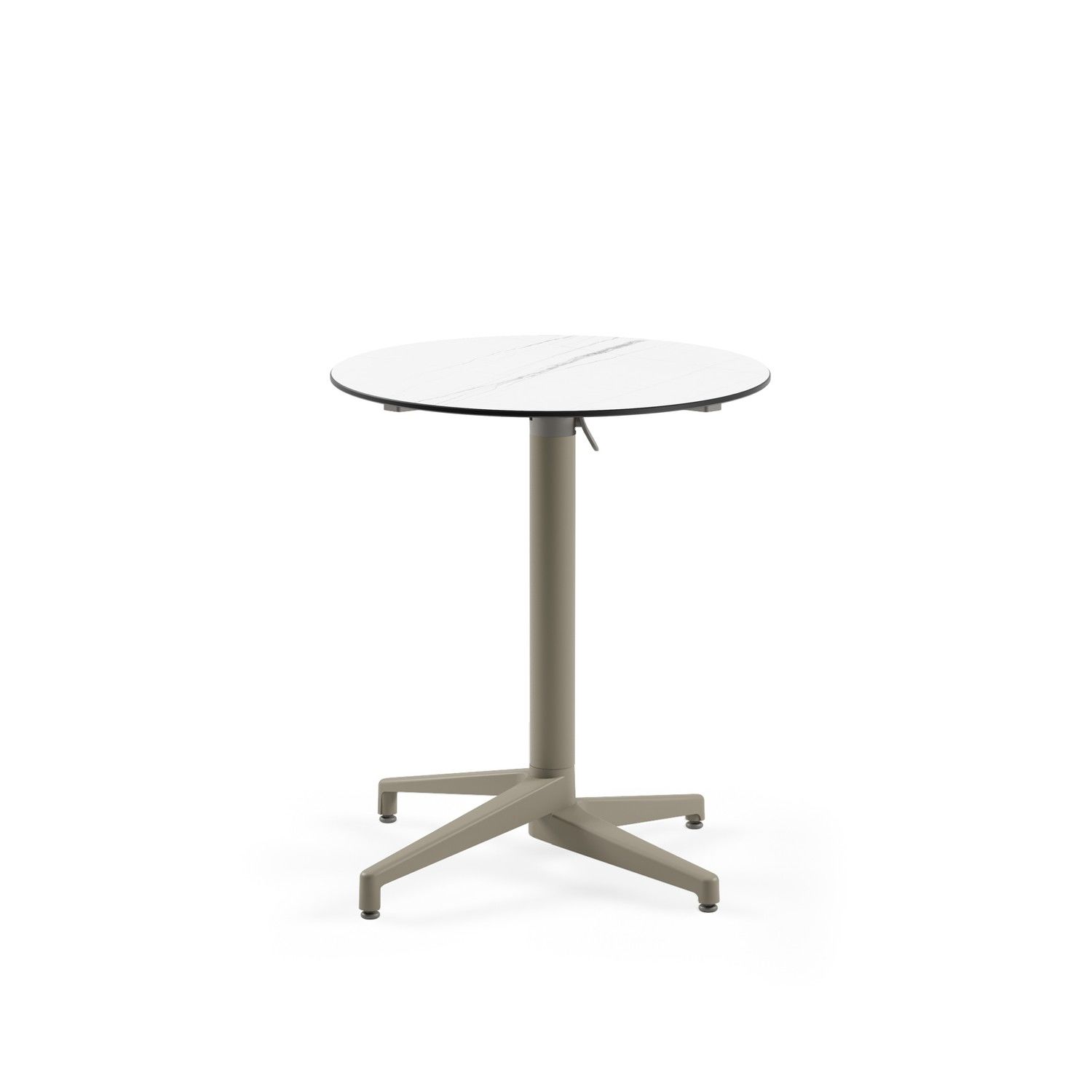 Compact Katlanır Paslanmaz Cafe Bahçe Masası Beyaz Mermer Desenli – Yuvarlak 70 cm Çap, Dış Mekan ve İç Mekan Kullanımı İçin Dayanıklı Masa