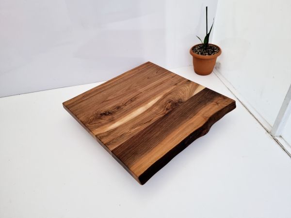 Doğal Ceviz Ağacı Kütük Cafe Masa Üst Tablası 60x60.cm