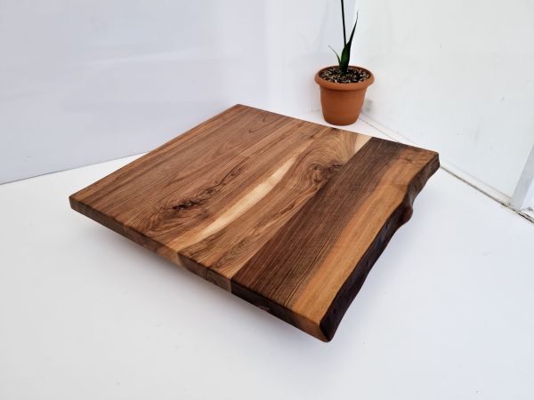 Doğal Gerçek Ceviz Ağacı Kütük Cafe Masa Üst Tablası Üretimi 70x70.cm