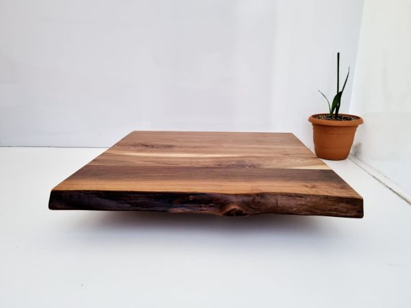 Gerçek Ceviz Ağacı Kütük Restaurant Masası Üst Tablası İmalatı 80x80.cm