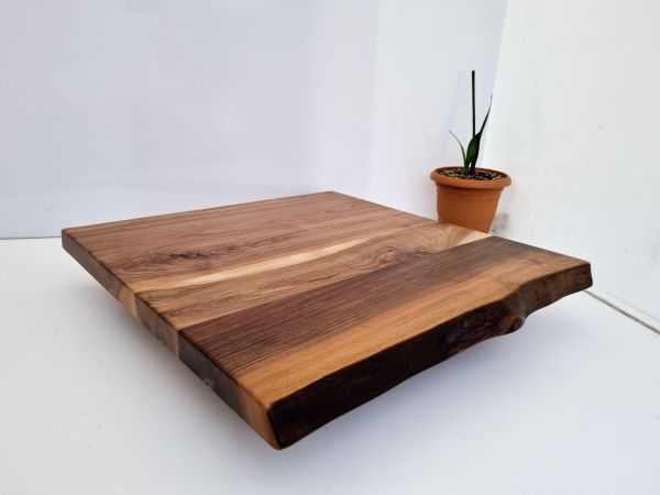 Gerçek Ceviz Ağacı Kütük Restaurant Masası Üst Tablası İmalatı 80x80.cm