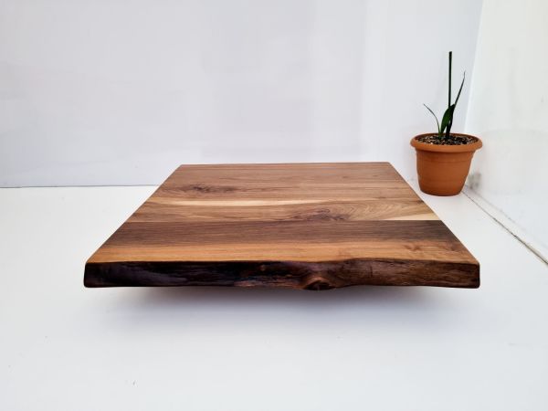 Gerçek Ceviz Ağacı Kütük Restaurant Masası Üst Tablası İmalatı 80x80.cm