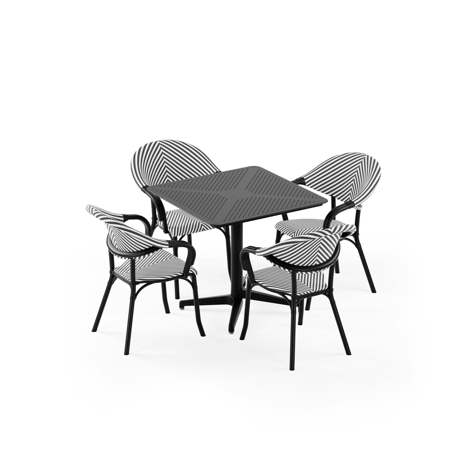 Siyah 4 Kişilik Katlanır Bahçe Masa Sandalye Takımı 80x80