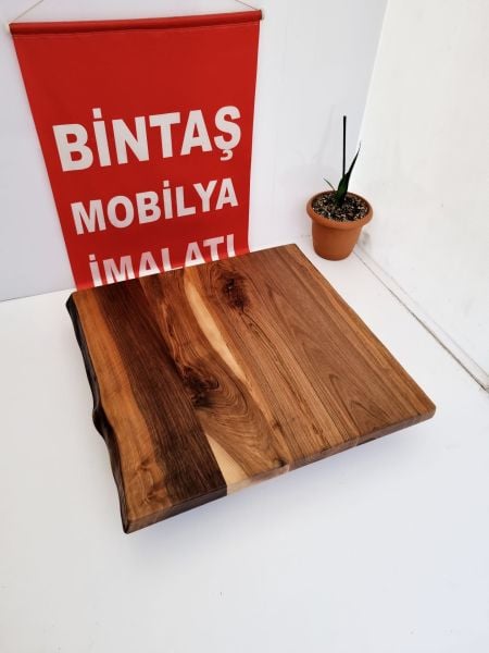Gerçek Doğal Naturel Ceviz Ağacı Kütük Masa Üst Tablası 70x70.cm