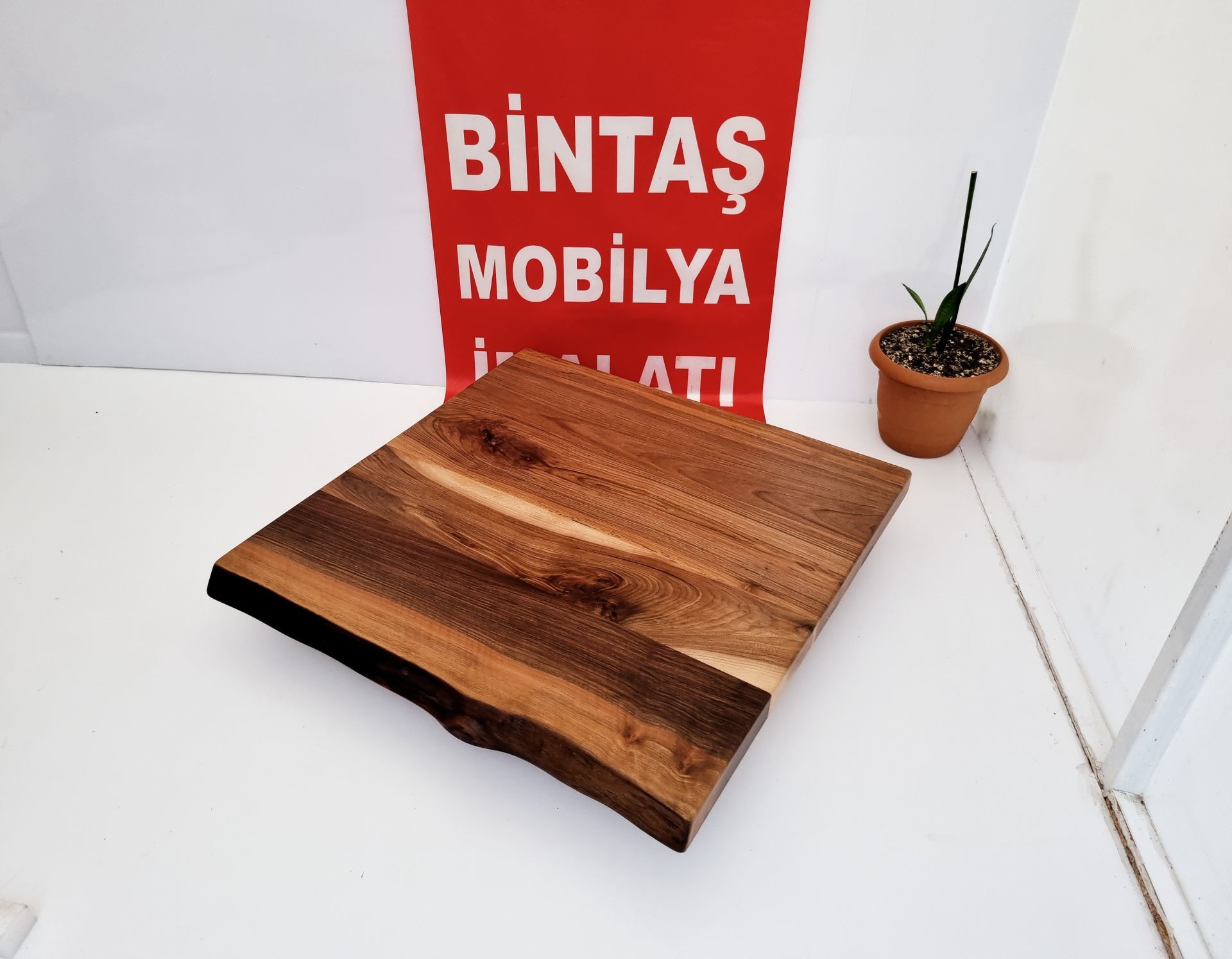 Gerçek Doğal Naturel Ceviz Ağacı Kütük Masa Üst Tablası 70x70.cm