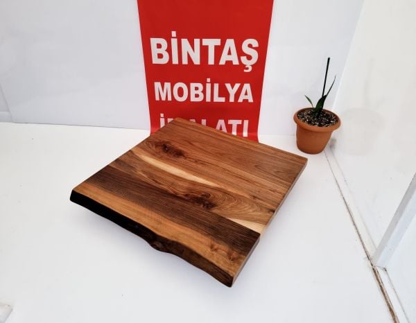 Gerçek Doğal Naturel Ceviz Ağacı Kütük Masa Üst Tablası 70x70.cm