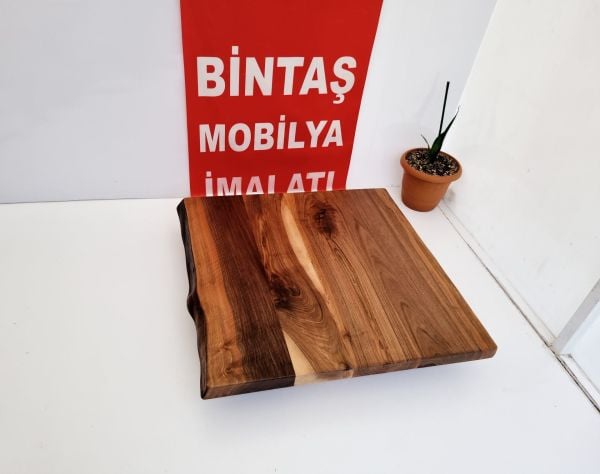 Gerçek Doğal Naturel Ceviz Ağacı Kütük Masa Üst Tablası 70x70.cm