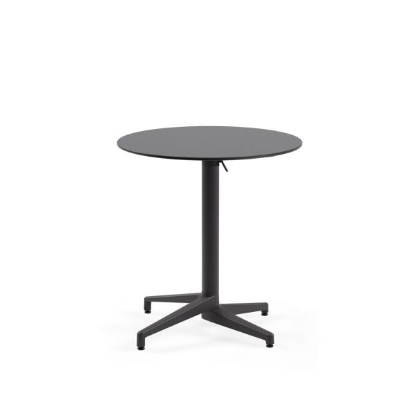 Compact Katlanır Paslanmaz Otel Masası - 77 cm Çap Yuvarlak Antrasit Gri Laminat, Dayanıklı ve Şık Dış Mekan Bahçe Masası