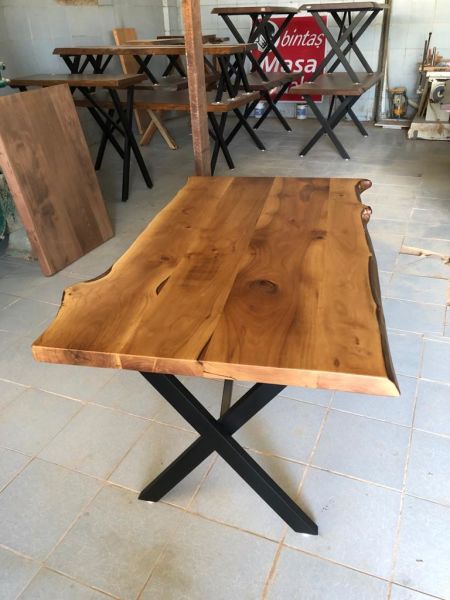 Doğal Ceviz Ağacı Kütük Masa Ölçüleri 150x85.cm Kütük Masa İmalatı