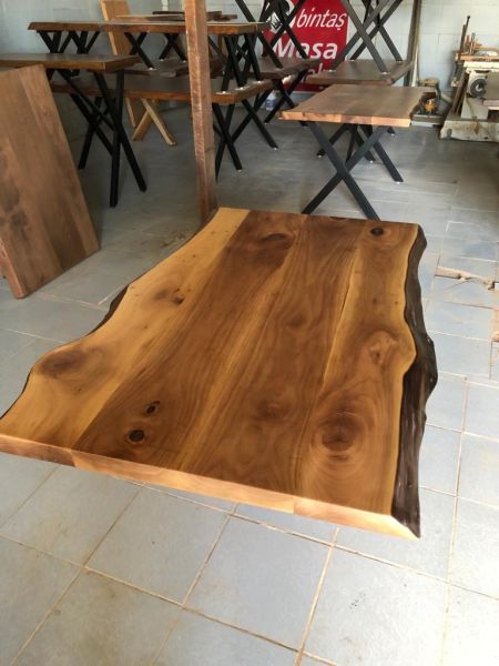 Ceviz Ağacı Kütük Masa Üstü Tablası 130x85.cm