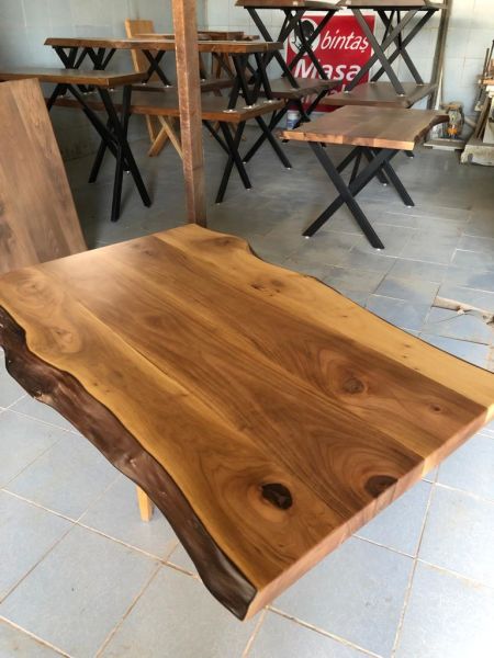 Ceviz Ağacı Kütük Masa Üstü Tablası 130x85.cm