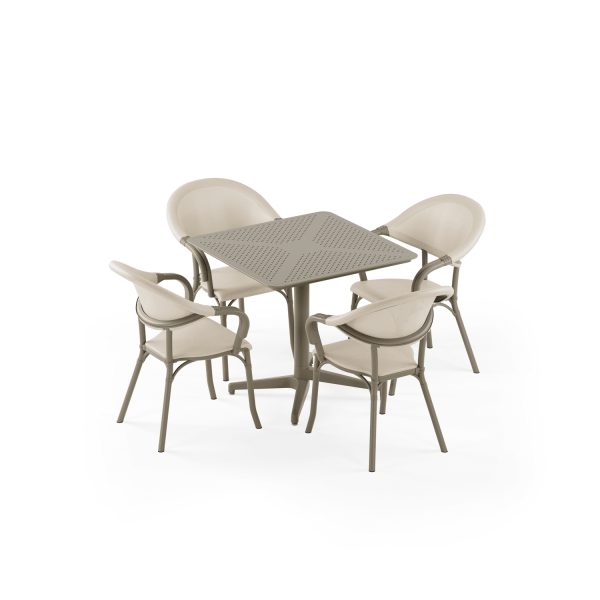 Vizon 4 Kişilik Katlanır Bahçe Masa Sandalye Seti 80x80 cm