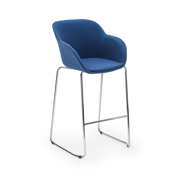 Koyu Mavi Kumaşlı Metal Ayaklı Rahat Cafe & Bar Sandalyesi – Ergonomik Şıklık