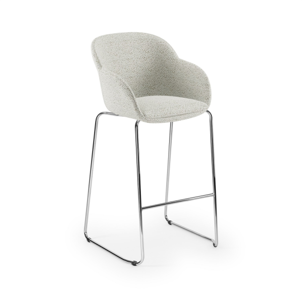 Ergonomik Rahat Kumaş Döşemeli Krom Ayaklı Mutfak Bar Sandalyesi
