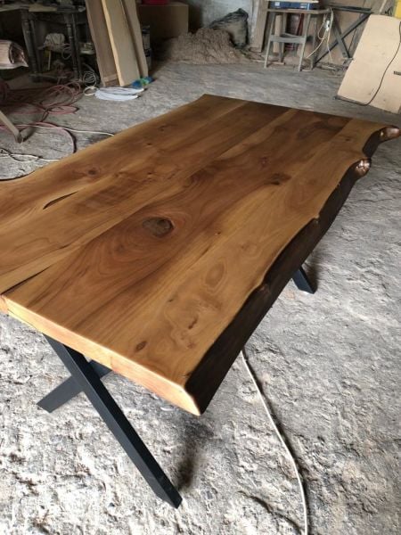 Naturel Doğal Kenar Ceviz Ağacı Kütük Masa Ölçüsü 160x85.cm