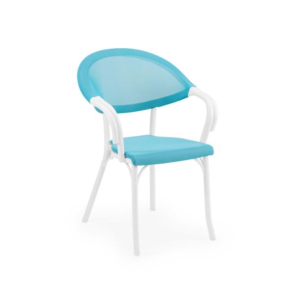 Beyaz Turkuaz Mavi 4 Kişilik Bahçe Masa Sandalye Seti 80x80