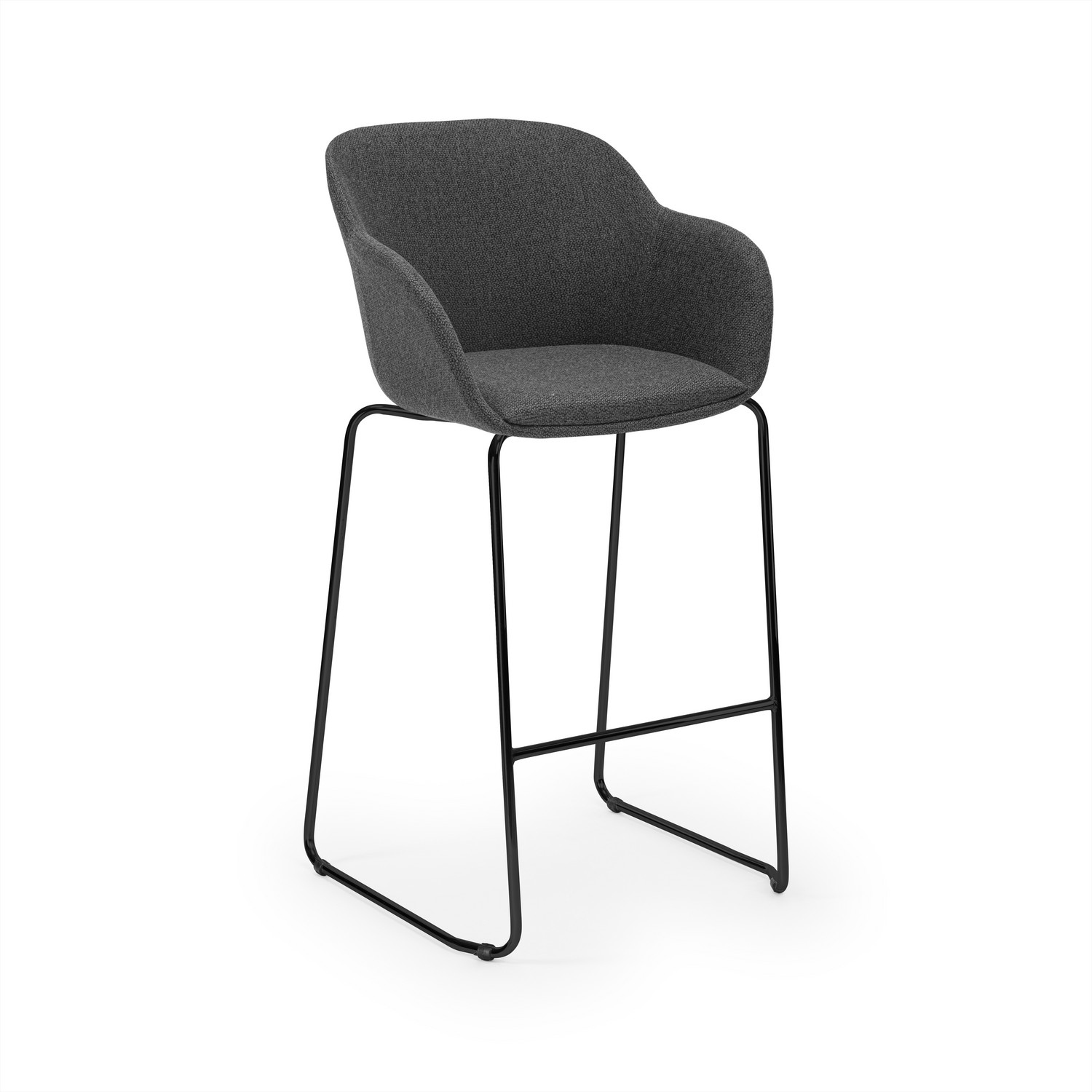 Antrasit Kumaş Bar Sandalyesi Siyah Metal Ayaklı Ergonomik ve Dayanıklı