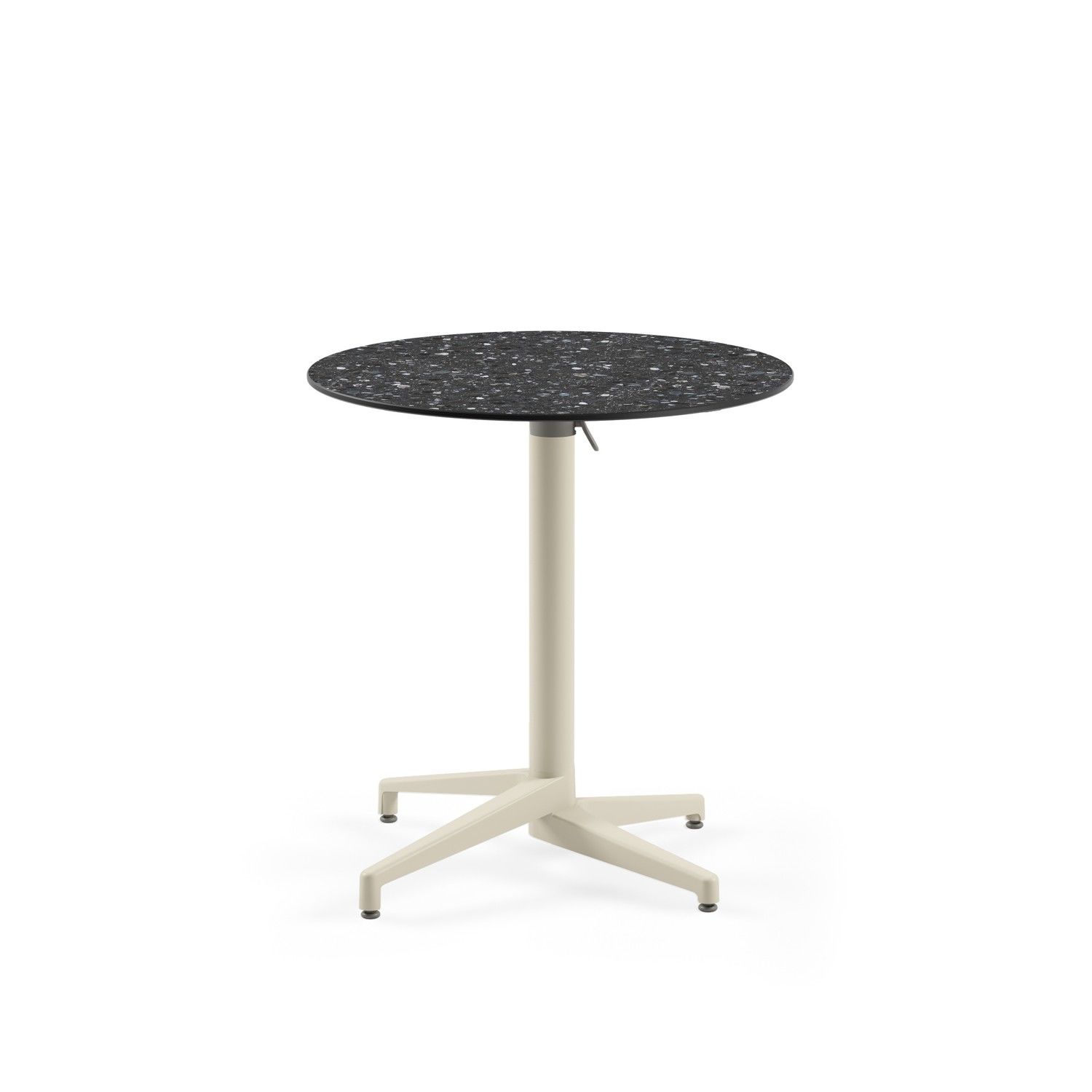 Paslanmaz Compact Katlanır Yuvarlak Masa - Terrazzo Mermer Desenli, 77 cm, İç ve Dış Mekan