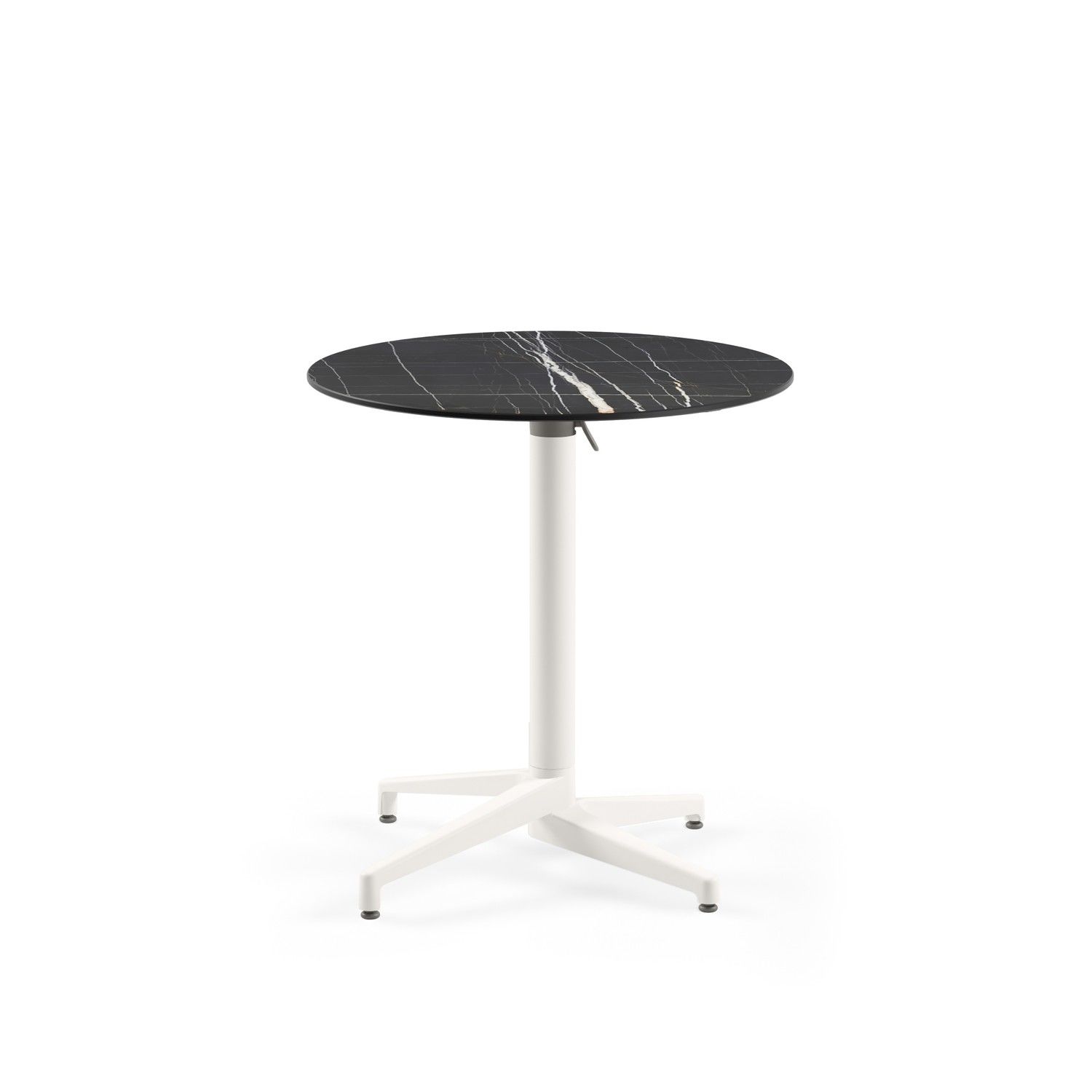 Paslanmaz Compact Katlanır Masa – Siyah Mermer Desenli, 77 cm Yuvarlak, Otel, Cafe, Restoran, Bahçe ve Balkon Kullanımı İçin