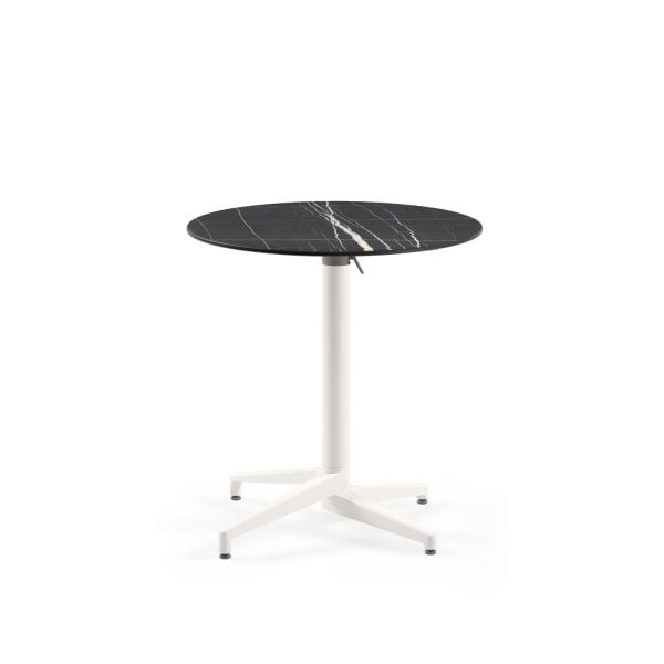 Paslanmaz Compact Katlanır Masa – Siyah Mermer Desenli, 77 cm Yuvarlak, Otel, Cafe, Restoran, Bahçe ve Balkon Kullanımı İçin