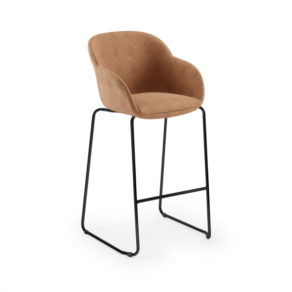 Rahat Mutfak Bar Sandalyesi | Ergonomik Kumaş Döşemeli Siyah Metal Ayaklı Dayanıklı Bar Sandalyesi