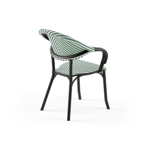 Siyah Gövde File Yeşil Beyaz 4 Kişilik Bahçe Masa Sandalye