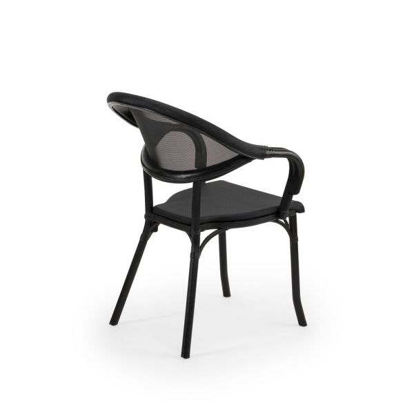 Siyah Fileli 4 Kişilik Bahçe Masa Sandalye Takımı 80x80