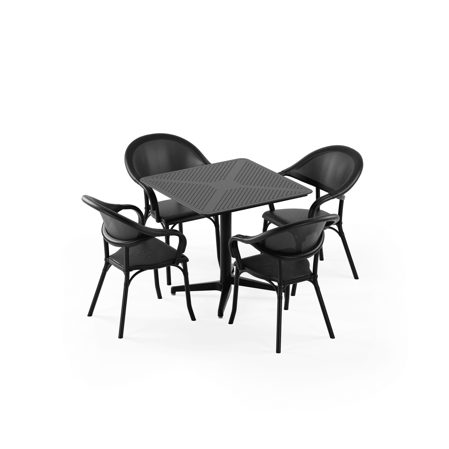 Siyah Fileli 4 Kişilik Bahçe Masa Sandalye Takımı 80x80