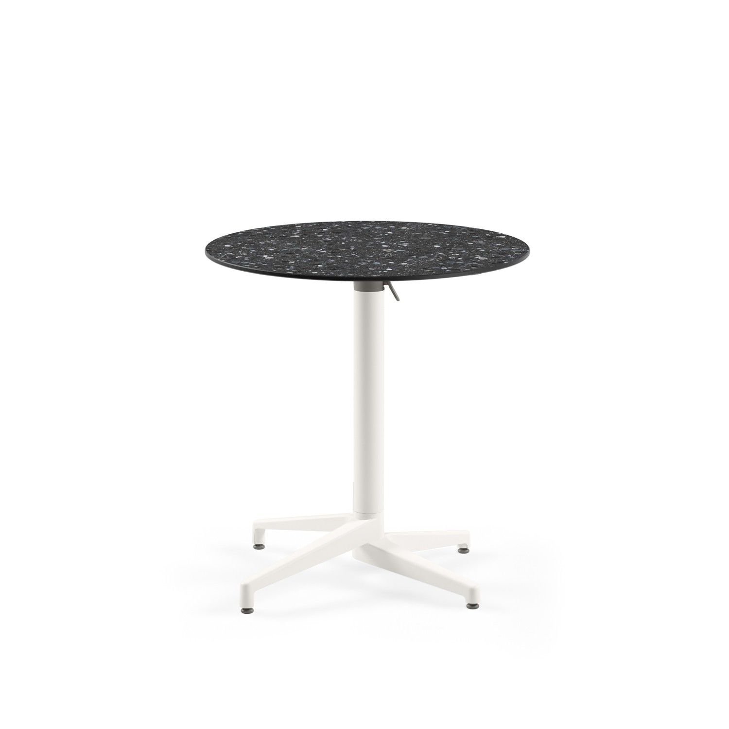 Compact Katlanır Paslanmaz Yuvarlak Masa | Terrazzo Mermer Desenli | Bahçe, Balkon, Cafe, Restoran İçin