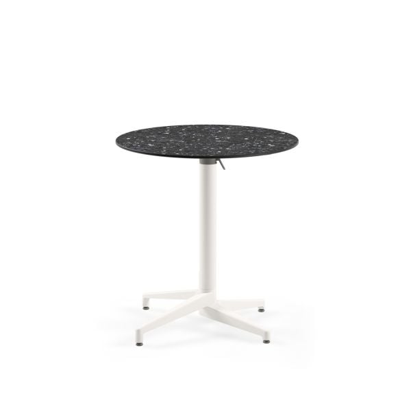 Compact Katlanır Paslanmaz Yuvarlak Masa | Terrazzo Mermer Desenli | Bahçe, Balkon, Cafe, Restoran İçin