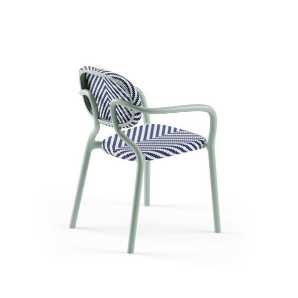 Nil Yeşili Mavi Beyaz Fileli Restoran Dış Mekan Sandalyesi