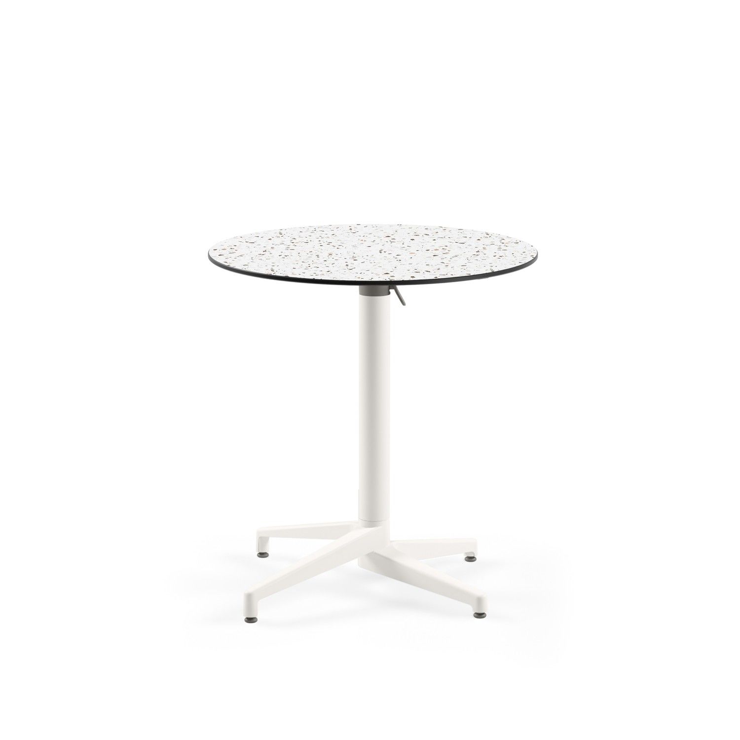 Compact Katlanır Paslanmaz Yuvarlak Masa | Terrazzo Mermer Desenli | Otel, Kafe, Bahçe, Restoran İçin Dayanıklı & Şık 77.cm