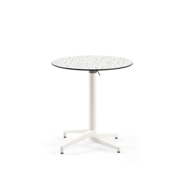 Compact Katlanır Paslanmaz Yuvarlak Masa | Terrazzo Mermer Desenli | Otel, Kafe, Bahçe, Restoran İçin Dayanıklı & Şık 77.cm