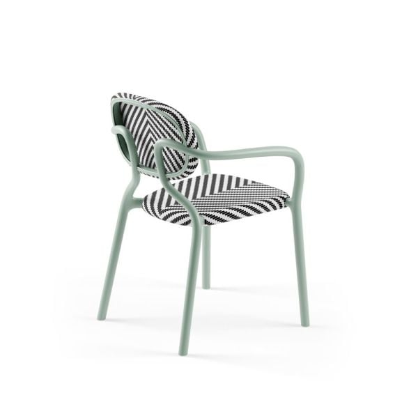 Nil Yeşili Siyah Beyaz Fileli Kollu Bahçe Sandalyesi