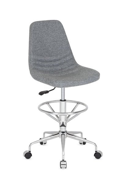 Parker Rahat Gri Kumaş Tekerlekli Bar Sandalyesi Yüksek Boy Ayarlanabilir Yükseklik Ergonomik Tasarım Ofis ve Resepsiyon Kullanımı İçin İdeal