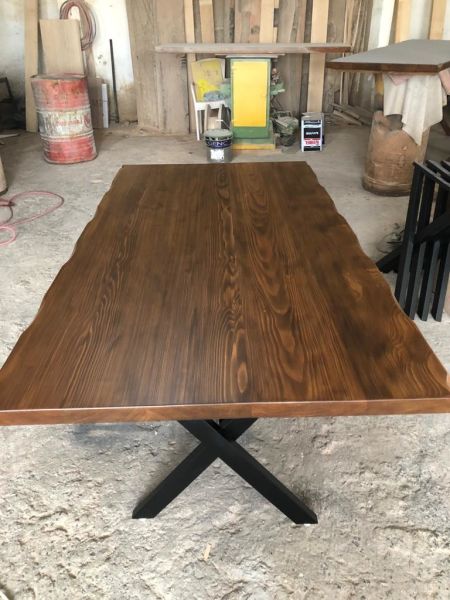 Koyu Ceviz Kütük Yemek Odası Salon Masası 85x140.cm