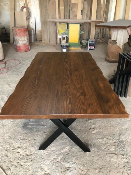 Koyu Ceviz Kütük Yemek Odası Salon Masası 85x140.cm