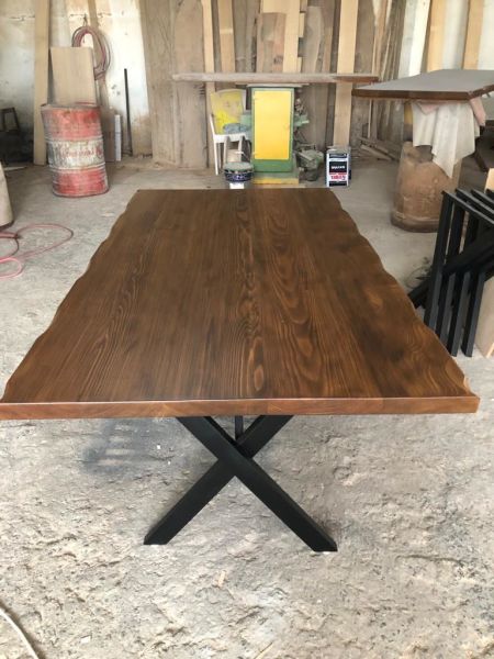 Koyu Ceviz Kütük Yemek Odası Salon Masası 85x140.cm