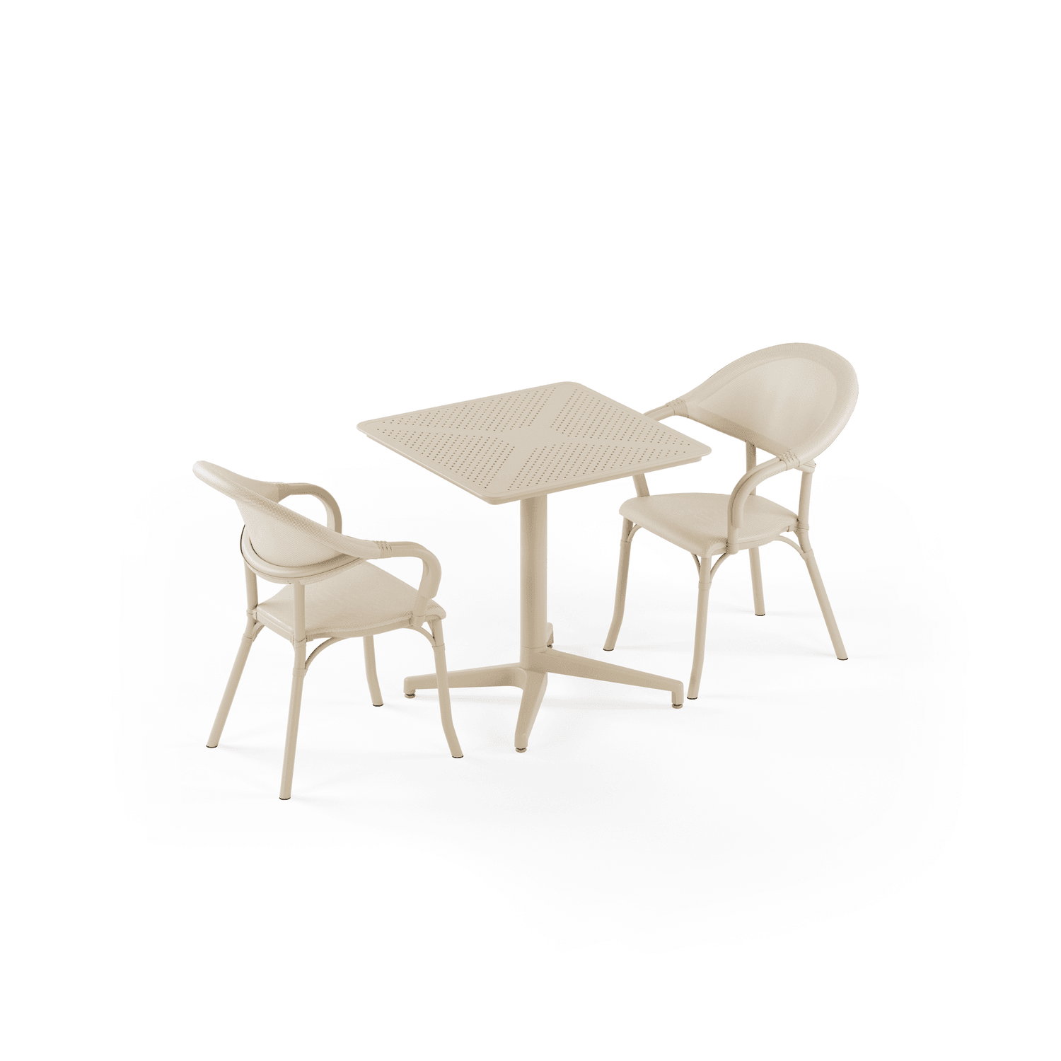 Bej Fileli Katlanır Bahçe Masa Sandalye 2 Kişilik 70x70